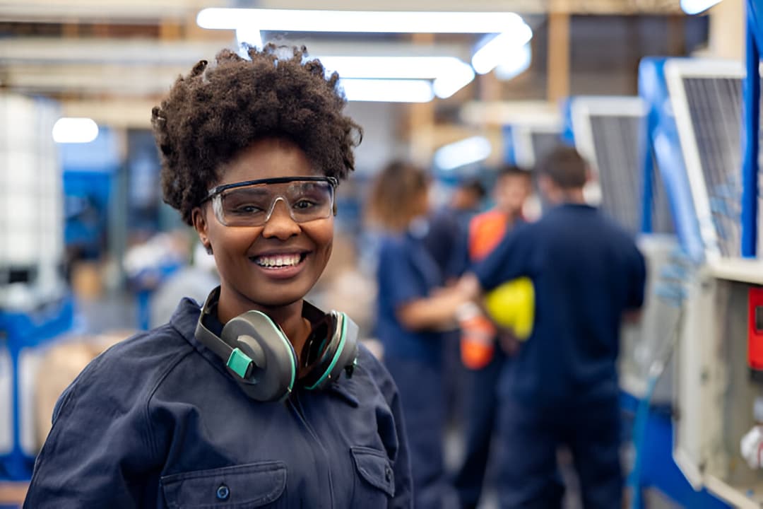 Worker in manufacturing facility